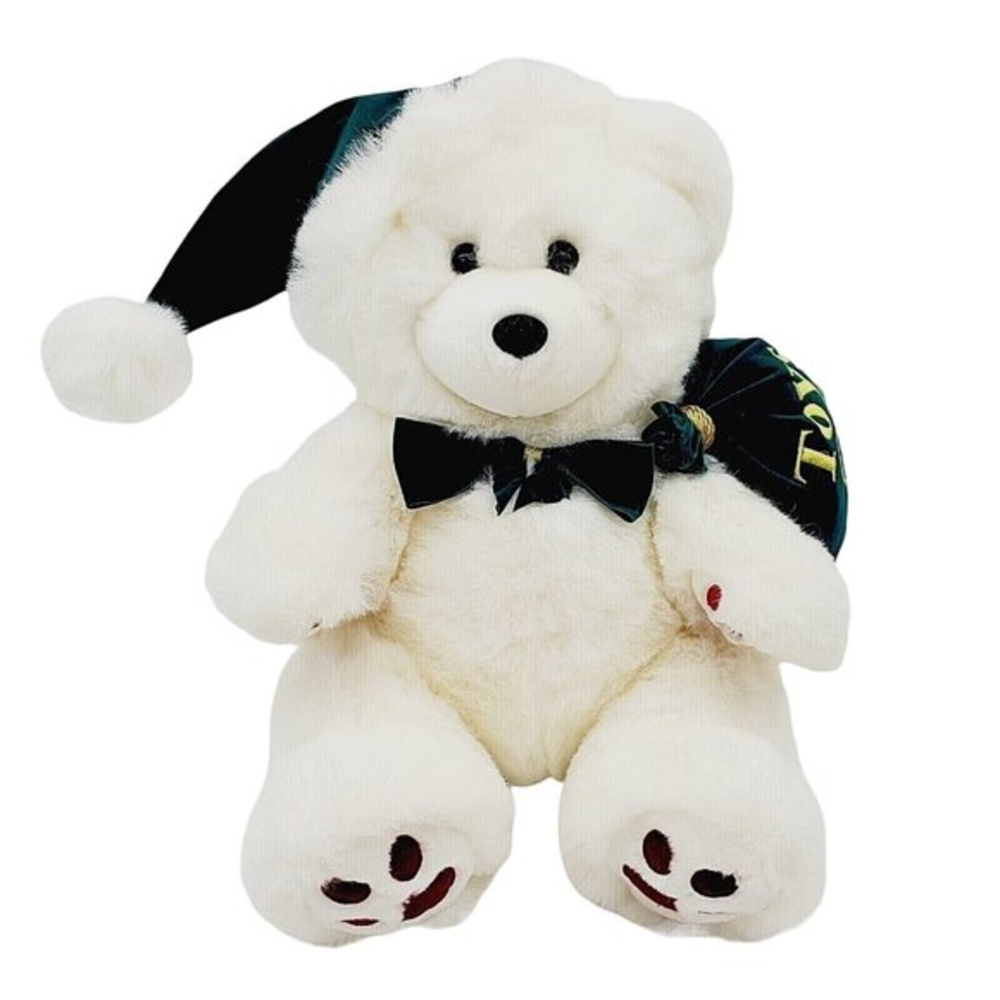 RARE MTY Int'l Christmas Teddy Bear Plush White Dan Dee Stuffed Animal 12" Santa